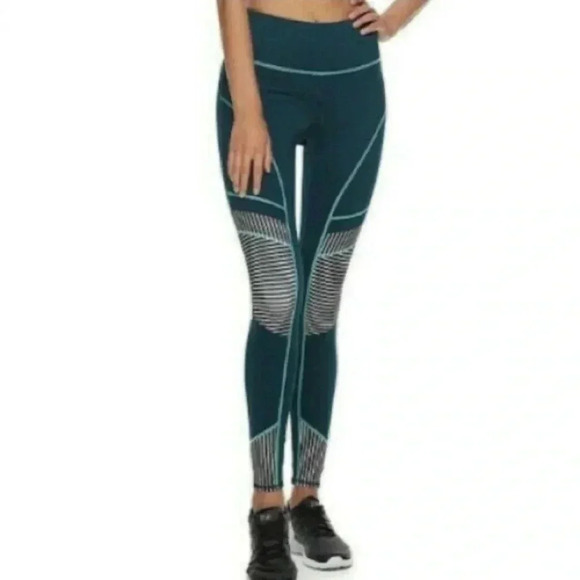 FILA Women's Teal/Green/Black Stitch High Waisted Pieced Leggings - Size M - NWT - Picture 1 of 8